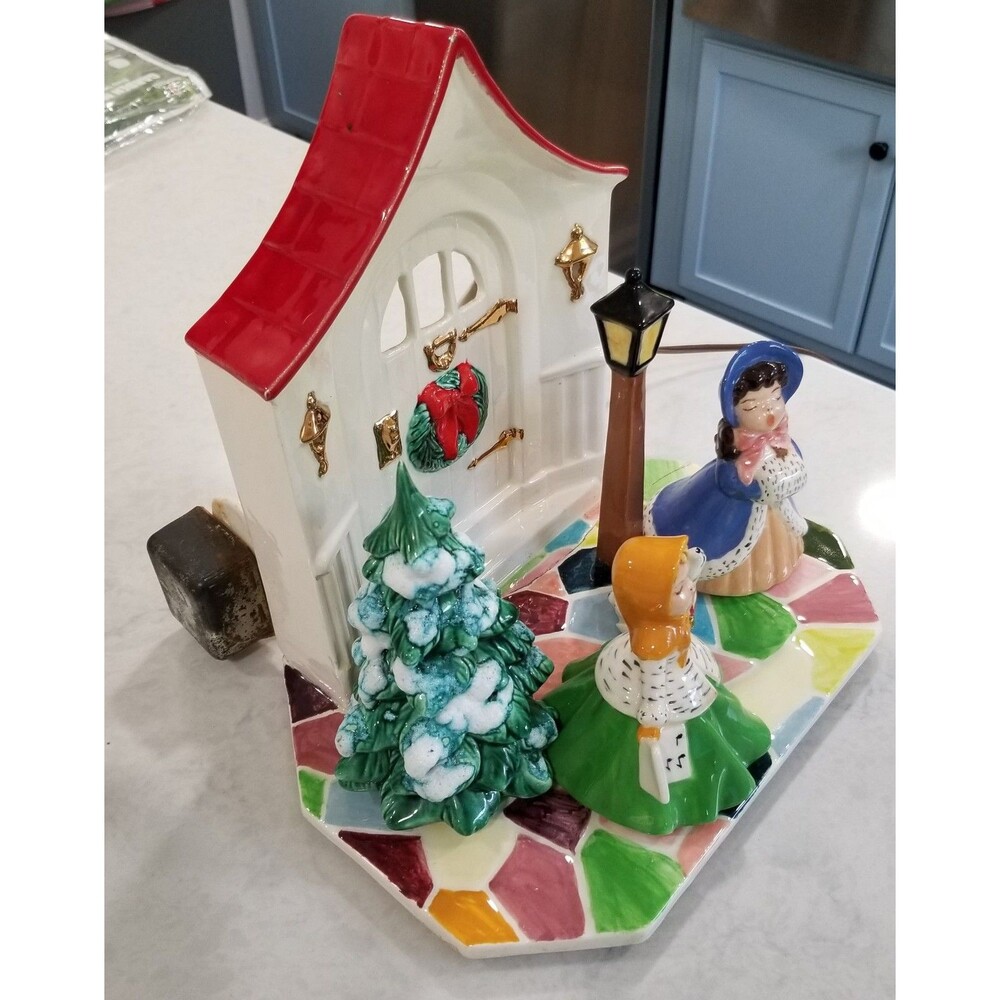 Holland Mold Lighted Winter House Figurine – Works, Repaired Crack READ - Picture 3 of 12